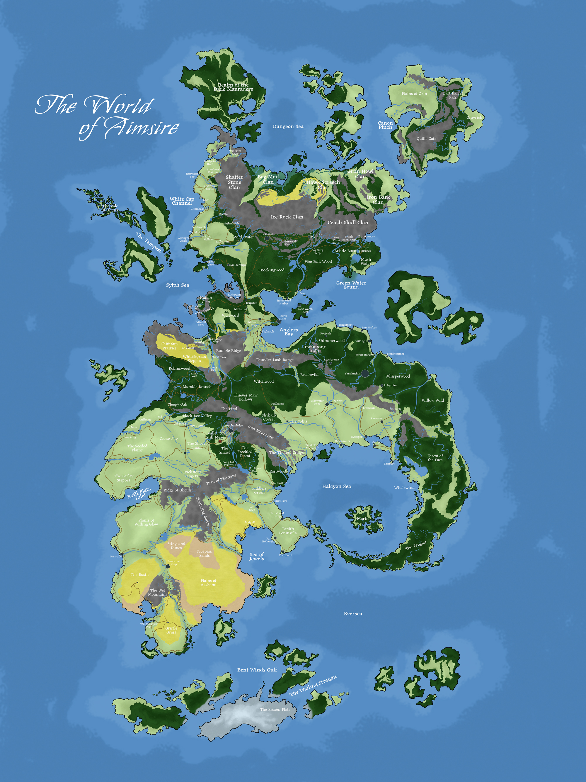 This image is a detailed map of the World of Aimsire